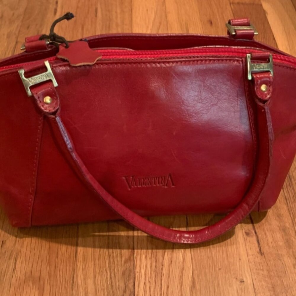 Vintage Red Italian leather tote bag...